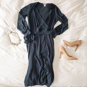 H&M Long Sleeve Midi Teal Dress - SZ - EUC